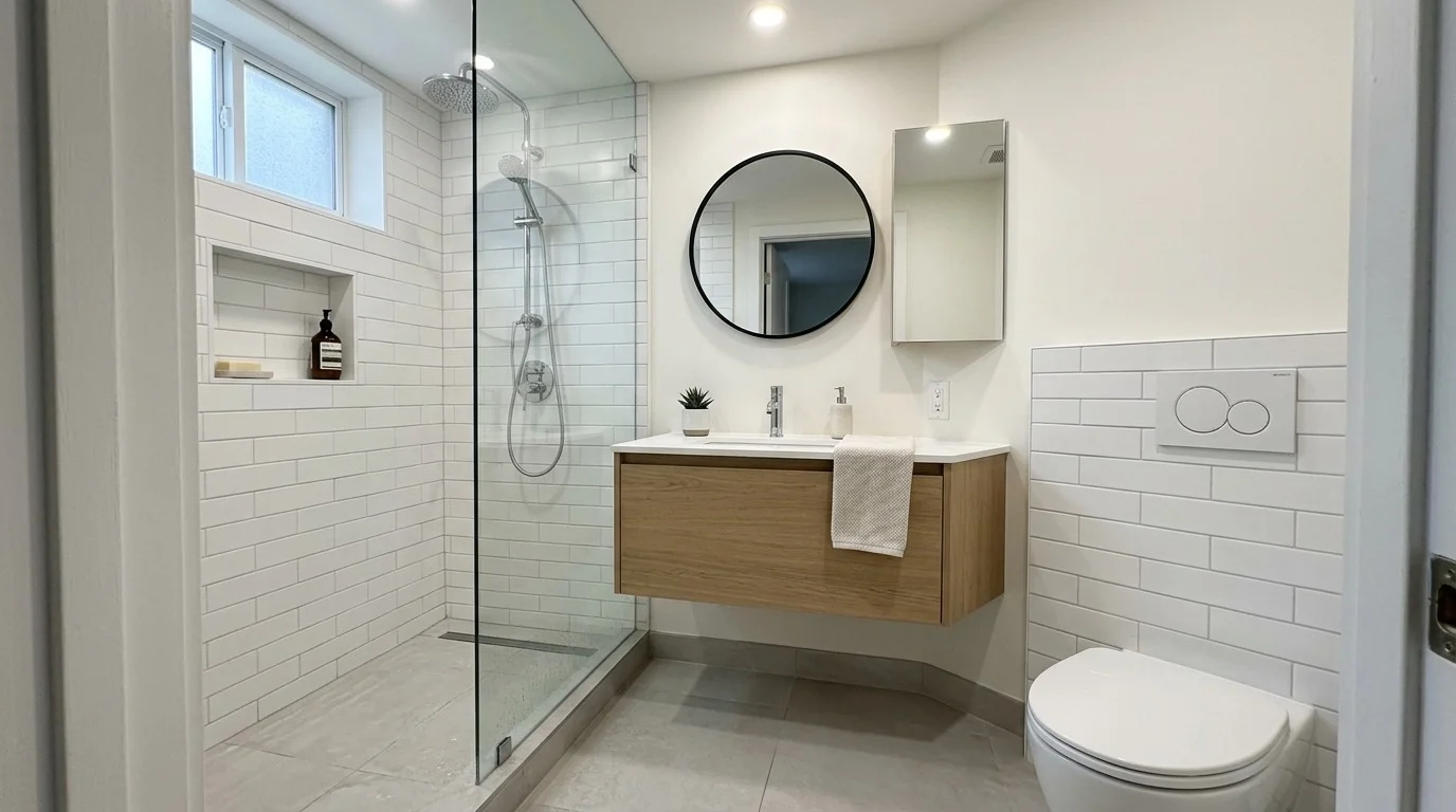 bathroom renovation toronto small elegant bathroom with walk-in shower