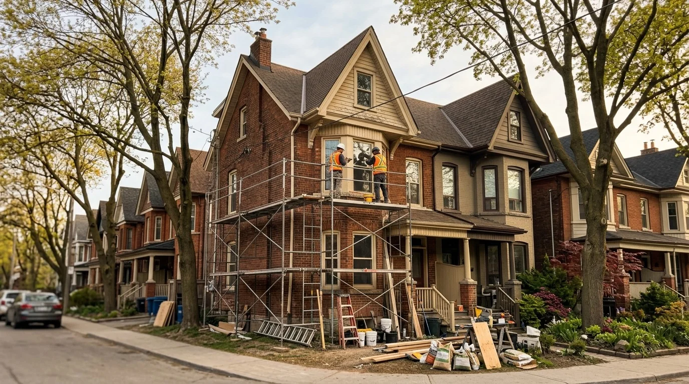 house renovation cost toronto victorian home scaffolding the annex