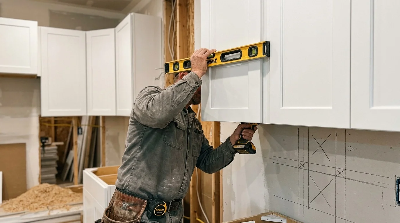 kitchen cabinet installation toronto contractor at work
