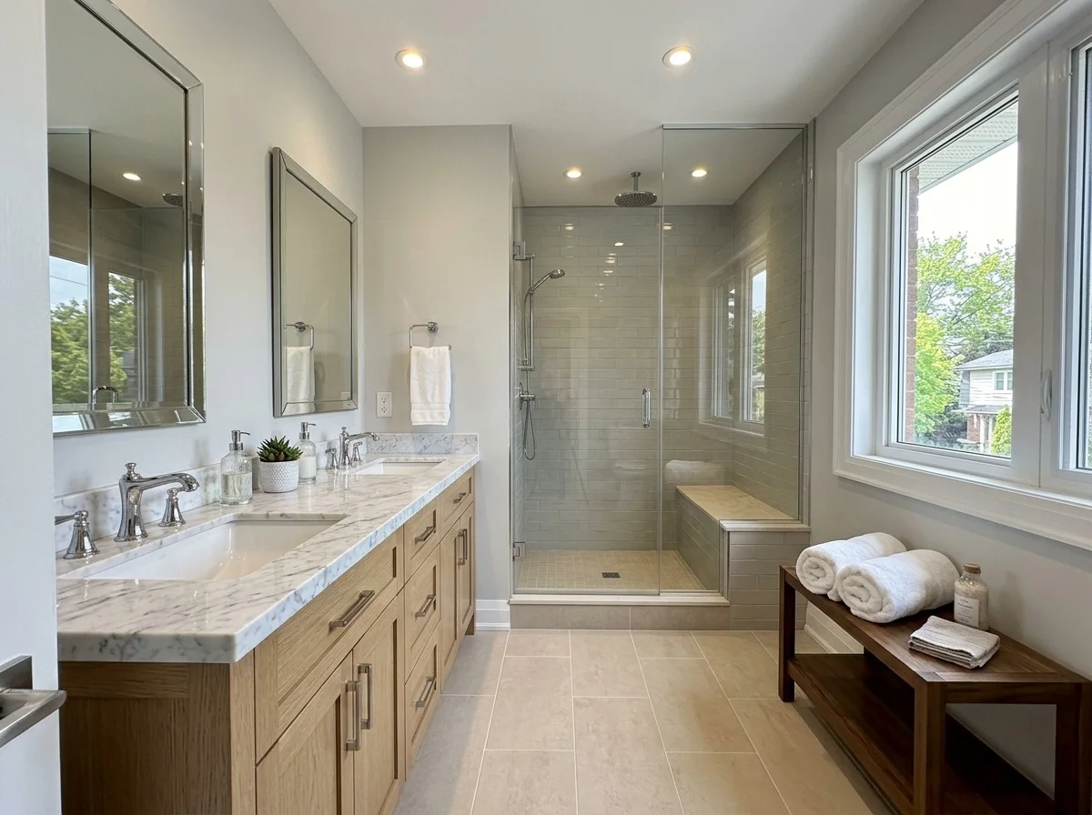 Master bathroom remodel with freestanding tub